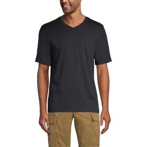 Lands’ End Men’s Super-T Short Sleeve V-Neck T-Shirt(Black)