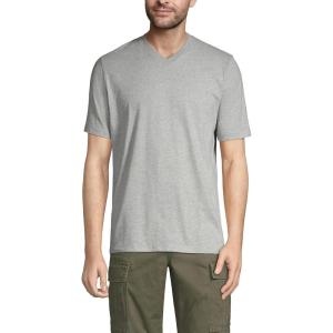 Lands’ End Men’s Super-T Short Sleeve V-Neck T-Shirt(Gray Heather)