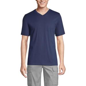 Lands’ End Men’s Super-T Short Sleeve V-Neck T-Shirt(Radiant Navy)
