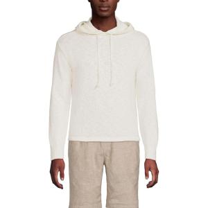 Lands’ End Men’s Textural Slub Hoodie Sweater(Ivory)