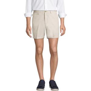 Lands’ End Men’s Traditional Fit 6″ No Iron Chino Shorts(Light Stone)
