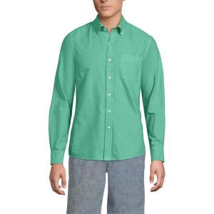 Lands’ End Men’s Traditional Fit Comfort-First Sail Rigger Oxford Shirt(Bay Water Green)