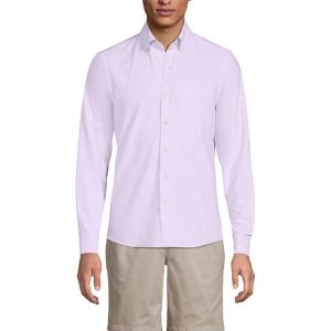Lands’ End Men’s Traditional Fit Comfort-First Sail Rigger Oxford Shirt(Lilac Petal)