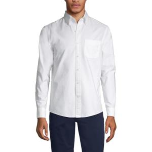Lands’ End Men’s Traditional Fit Comfort-First Sail Rigger Oxford Shirt(White 24)