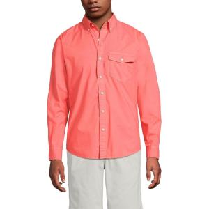 Lands’ End Men’s Traditional Fit Essential Lightweight Poplin Shirt(Sea Coral)