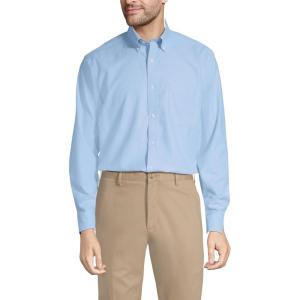 Lands’ End Men’s Traditional Fit Solid No Iron American-Grown Supima Oxford Dress Shirt(Blue)