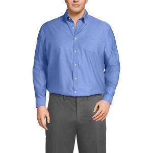 Lands’ End Men’s Traditional Fit Solid No Iron American-Grown Supima Pinpoint Buttondown Collar Dress Shirt(Light French Blue)