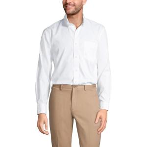 Lands’ End Men’s Traditional Fit Solid No Iron American-Grown Supima Pinpoint Buttondown Collar Dress Shirt(White)