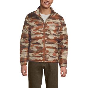 Lands’ End Men’s Wanderweight Ultralight Packable Down Jacket(Warm Cinnamon Camo)
