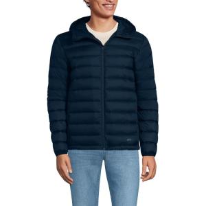 Lands’ End Men’s Wanderweight Ultralight Packable Hooded Down Jacket(Radiant Navy)
