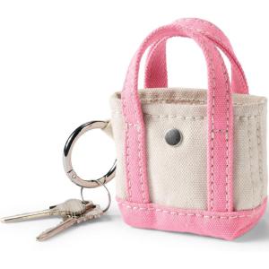 Lands’ End Micro Canvas Tote Charm Natural/heritage Red One size(Natural/Fresh Pink)