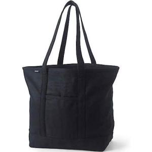 Lands’ End Open Top Canvas Tote Bag(Black/Black)