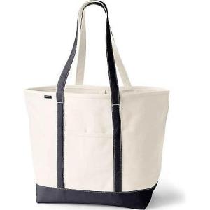 Lands’ End Open Top Canvas Tote Bag(Natural/Black)