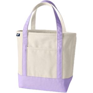 Lands’ End Open Top Canvas Tote Bag(Natural/Lavender Cloud)