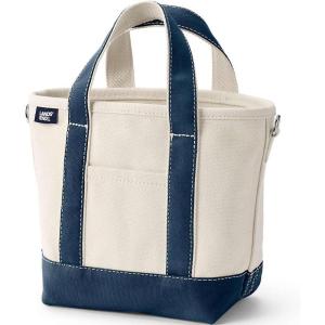 Lands’ End Open Top Canvas Tote Bag(Natural/Radiant Navy)