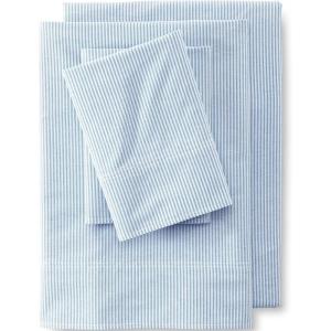 Lands’ End Oxford Stripe Sheet Set Deep Sea Navy Stripe Twin(Silver Lake Blue Stripe)