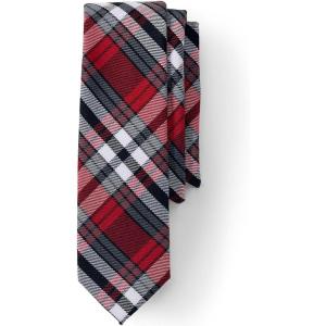 Lands’ End School Uniform Adult Plaid To Be Tied Tie(Red/Graphite Plaid)