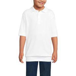Lands’ End School Uniform Big Kids Short Sleeve Banded Bottom Polo Shirt(White)