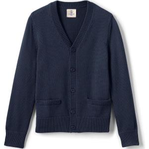 Lands’ End School Uniform Boys Cotton Modal Button Front Cardigan Sweater(Classic Navy)
