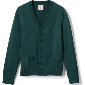 Lands’ End School Uniform Boys Cotton Modal Button Front Cardigan Sweater(Evergreen)
