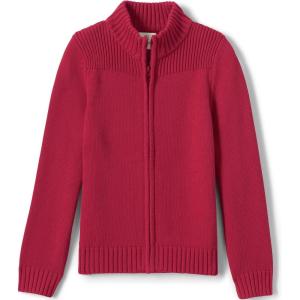 Lands’ End School Uniform Boys Cotton Modal Zip Front Cardigan Sweater(Red)