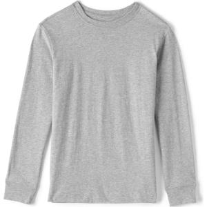 Lands’ End School Uniform Boys Long Sleeve Essential T-Shirt(Gray Heather)