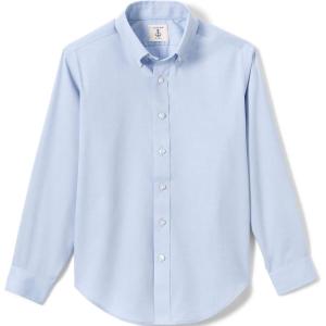 Lands’ End School Uniform Boys Long Sleeve No Iron Pinpoint Dress Shirt(Blue)