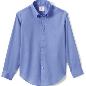 Lands’ End School Uniform Boys Long Sleeve No Iron Pinpoint Dress Shirt(French Blue)