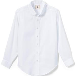 Lands’ End School Uniform Boys Long Sleeve No Iron Pinpoint Dress Shirt(White)