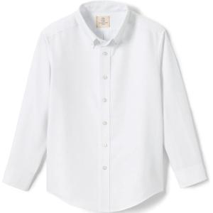 Lands’ End School Uniform Boys Long Sleeve Oxford Dress Shirt(White)