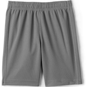 Lands’ End School Uniform Boys Mesh Gym Shorts(Stone Gray)