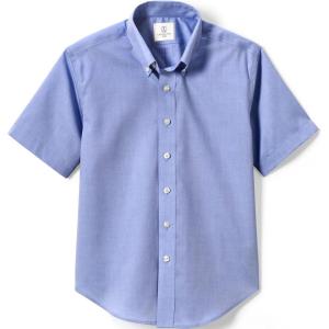 Lands’ End School Uniform Boys Short Sleeve No Iron Pinpoint Dress Shirt(French Blue)