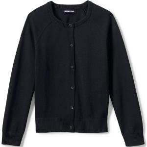 Lands’ End School Uniform Girls Cotton Modal Cardigan Sweater(Black)