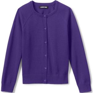 Lands’ End School Uniform Girls Cotton Modal Cardigan Sweater(Deep Purple)