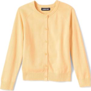 Lands’ End School Uniform Girls Cotton Modal Cardigan Sweater(Maize)
