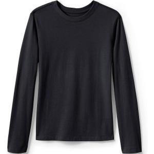 Lands’ End School Uniform Girls Long Sleeve Essential T-Shirt(Black)