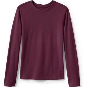 Lands’ End School Uniform Girls Long Sleeve Essential T-Shirt(Burgundy)