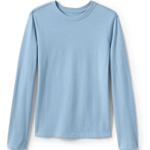Lands’ End School Uniform Girls Long Sleeve Essential T-Shirt(Chambray Blue)