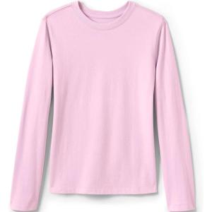 Lands’ End School Uniform Girls Long Sleeve Essential T-Shirt(Ice Pink)