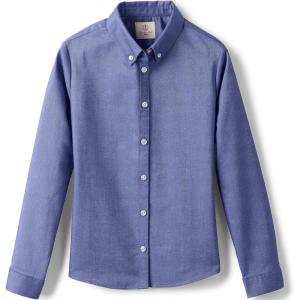 Lands’ End School Uniform Girls Long Sleeve Oxford Dress Shirt(French Blue)