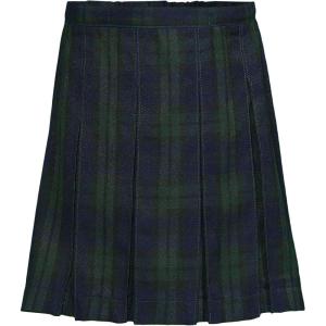 Lands’ End School Uniform Girls Plaid Box Pleat Skirt Top of The Knee(Classic Navy/Evergreen Plaid)