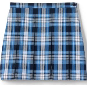 Lands’ End School Uniform Girls Plaid Box Pleat Skirt Top of The Knee(Clear Blue Plaid)
