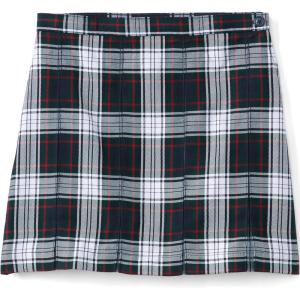 Lands’ End School Uniform Girls Plaid Box Pleat Skirt Top of The Knee(Evergreen/White Plaid)