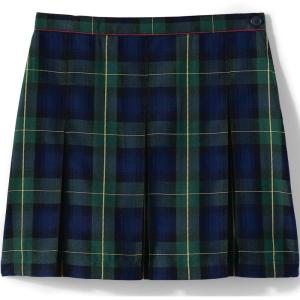 Lands’ End School Uniform Girls Plaid Box Pleat Skirt Top of The Knee(Hunter/Classic Navy Plaid)