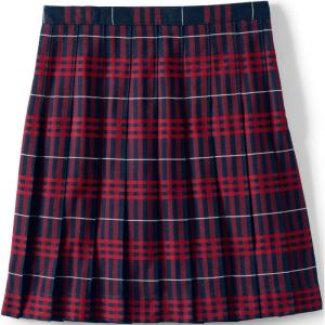 Lands’ End School Uniform Girls Plaid Pleated Skirt Below The Knee(Classic Navy Large Plaid)