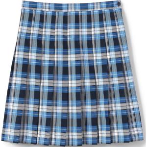 Lands’ End School Uniform Girls Plaid Pleated Skirt Below The Knee(Clear Blue Plaid)