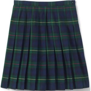 Lands’ End School Uniform Girls Plaid Pleated Skirt Below The Knee(Plaid Hunter/Classic Navy)