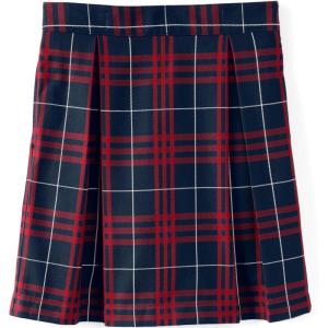 Lands’ End School Uniform Girls Plaid Skort Top of Knee(Classic Navy Large Plaid)
