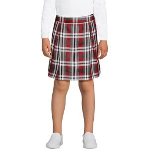 Lands’ End School Uniform Girls Plaid Skort Top of Knee(Red/Graphite Plaid)