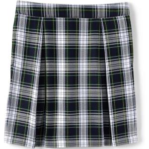 Lands’ End School Uniform Girls Plaid Skort Top of Knee(White Plaid)